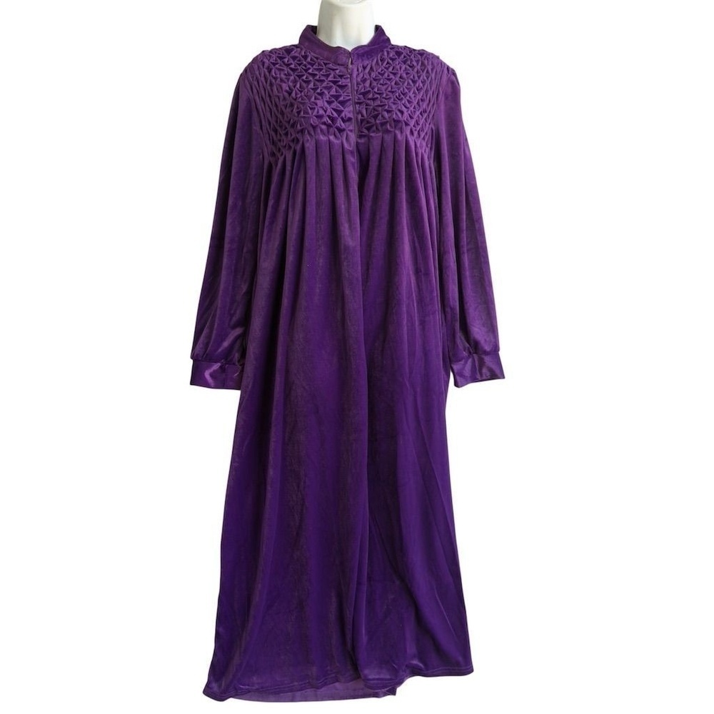 COZEE CORNER Women's Velour Robe Size M Purple Half Zip Whimsy Loungewear Glam